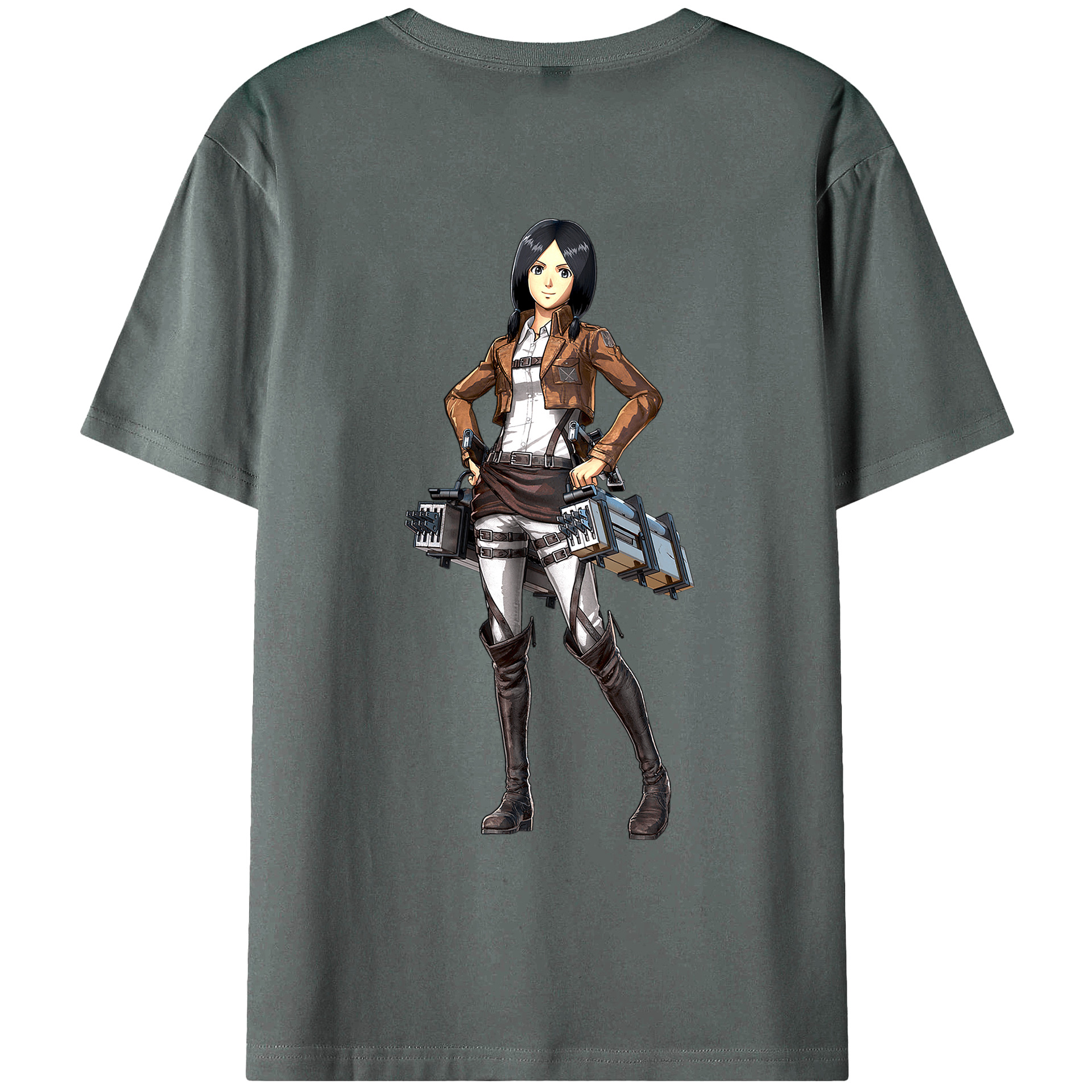 （画像用） 進撃の巨人 ミカサ·アッカーマン Attack on Titan Mikasa Ackerman 綿100％ メンズ半袖Tシャツ（バックプリント） 通気性